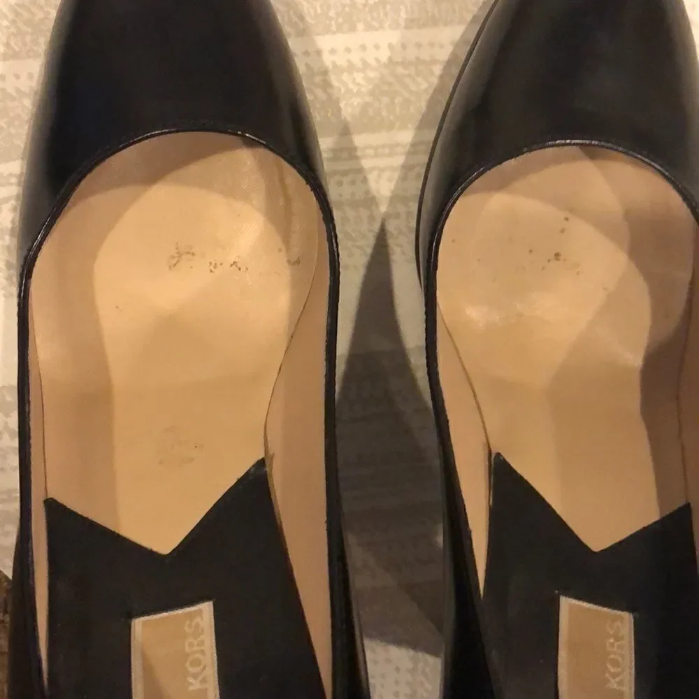 Michael Kors Black Round Toe Chunky Heels